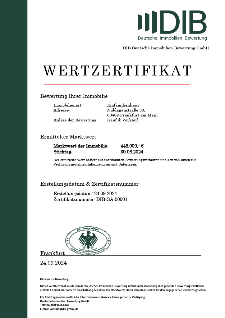DIB Wertzertifikat