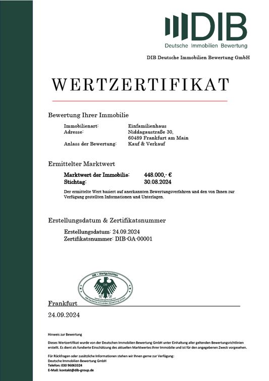 DIB Wertzertifikat
